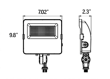 LED Flood Light Knucle Mount 17W 25W 30W 5100Lm 30K 40K 50K Photocell drawing