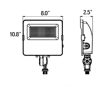 LED Flood Light Knucle Mount 36W 50W 63W 9765Lm 30K 40K 50K Photocell drawing