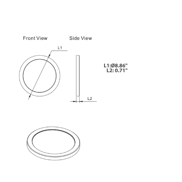 Flush Mount Light 9" 30/40/5000K 18W 1250Lm drawing