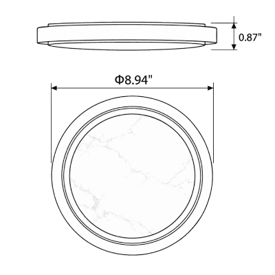 Flush Mount Alabaster 9" LED Ceiling Light, Gold Finish 18W 1530Lm 5CCT drawing