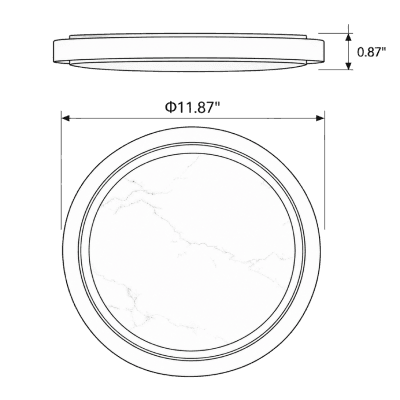 Flush Mount Alabaster 12" LED Ceiling Light, Gold Finish 24W 2040Lm 5CCT drawing
