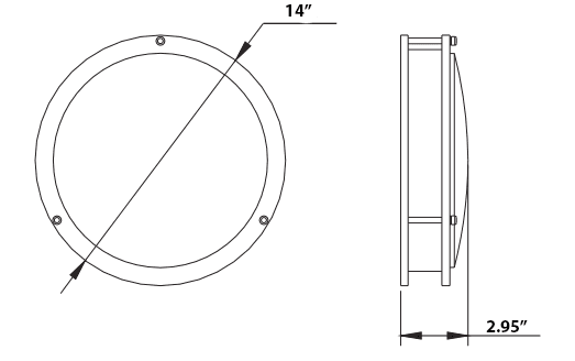 22W Interior Ceiling Light 27-5000K 1850Lm 14'' Nickel drawing