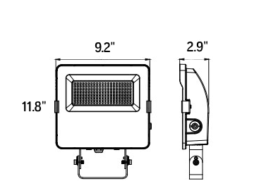 LED Flood Light Trunion 63W 90W 108W 17060Lm 30K 40K 50K UL Photocell drawing