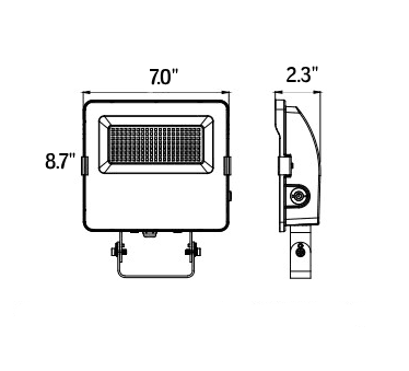 LED Flood Light Trunion 17W 25W 30W 5100Lm 30K 40K 50K Photocell drawing