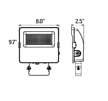 LED Flood Light Trunion 36W 50W 63W 9765Lm 30K 40K 50K Photocell drawing