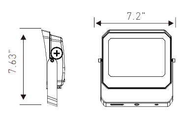 LED flood light Tunable 15W 20W 35W 30K/40K/50K U-Bracket drawing