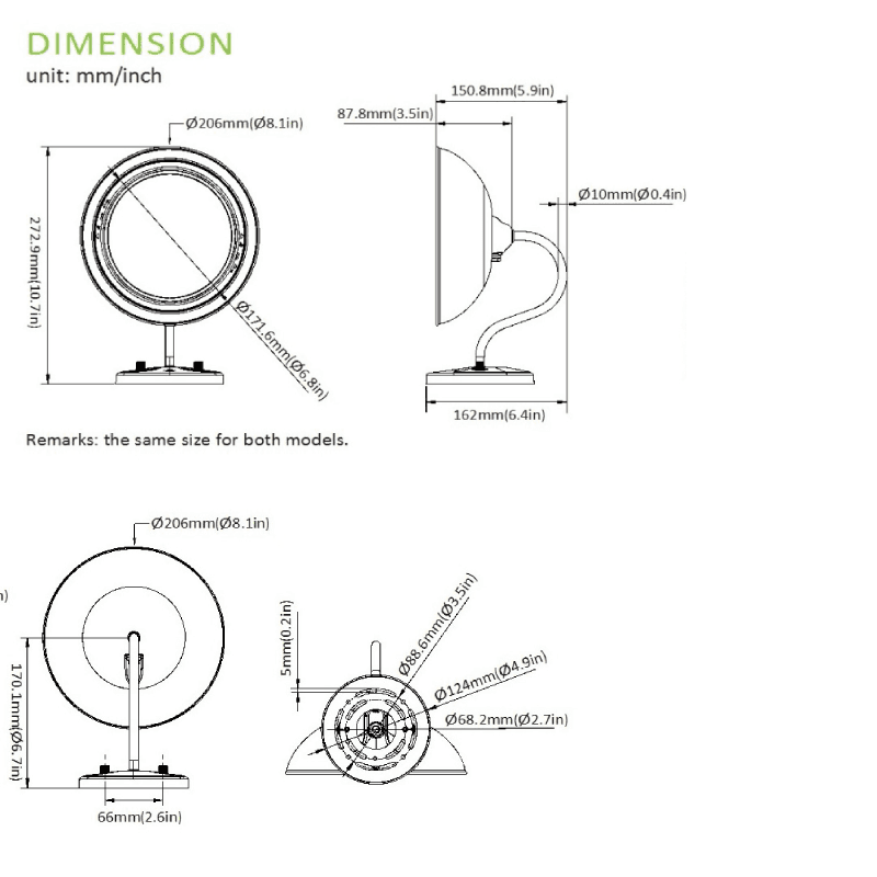 Gooseneck Light Wall Mount 28W 5CCT 2700/3000/4000/5000/6500 Selectable with 3000Lm - W Photocell drawing
