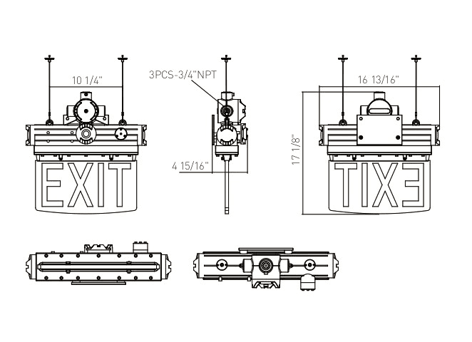 Emergency Exit Sign - Red Light - Explosion Proof - Class I Division 1 drawing