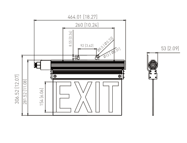 Emergency Exit Sign -Transparent- Explosion Proof Class I Division 2 drawing