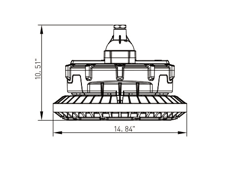 LED Explosion Proof Light Round Class 1 Div 2 300W 39000Lm drawing