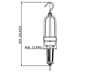 LED Explosion Proof Drop Light 20W 2600Lm Class I Division I drawing