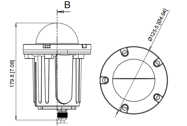 In Ground, Well Lights 180 Degree To One Side drawing