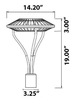 Post-Top Garden Light 80/100/120/150W 5000K photocell drawing