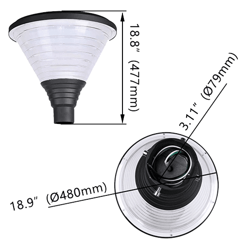 Top Post Light 60W LED 8001 Lumen 5000K drawing