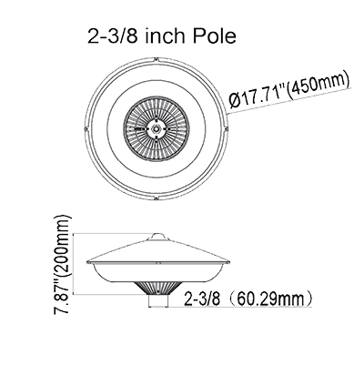 Pole Light Top Post Light 60W LED 8520 Lumen 5000K drawing
