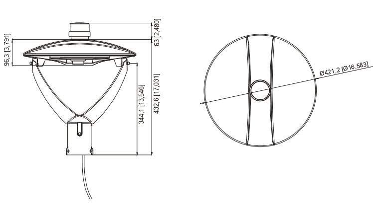 Led Post Top UFO 150/135/120 Watt Tunable 3/4/5K Tunable 20200Lm drawing