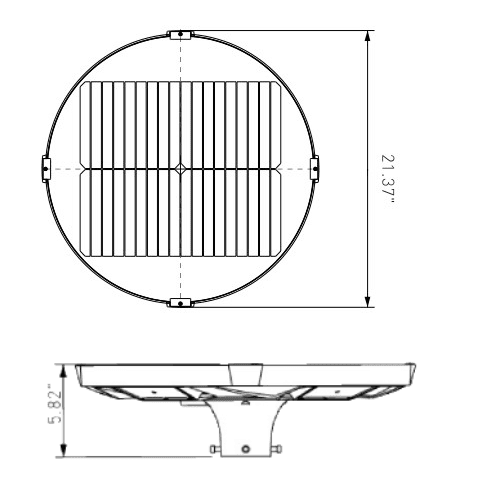 Solar Led Post Top Light 50W 5000Lm Inteligent Mode 3-4 Days drawing