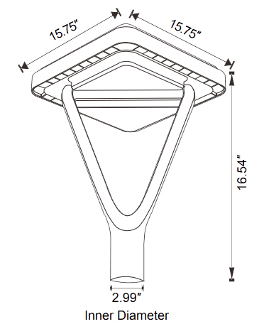 Solar Post Top Lamp Square 20Ah Battery 1500Lumen drawing