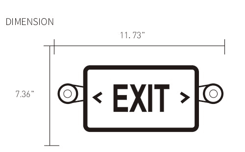 Exit Sign With Emergency Light Black - Red Letters drawing