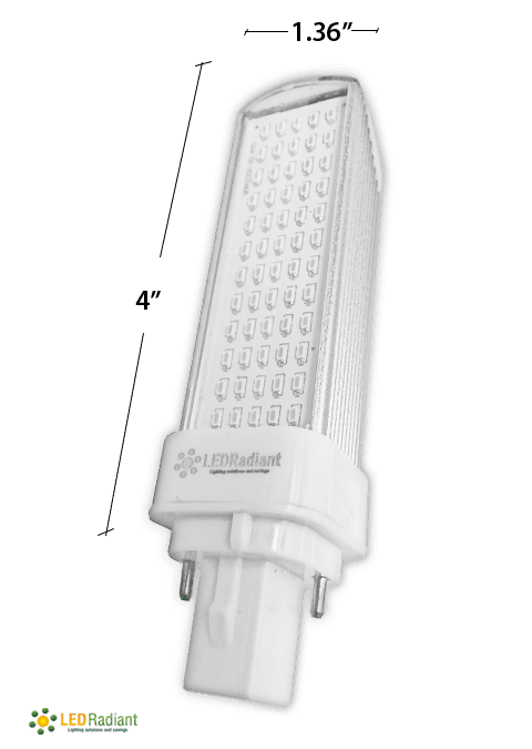 6W PL LED Bulb lamp 650Lm 6500K G24-d3 IP40 UL. Direct Line (Remove Ballast) drawing