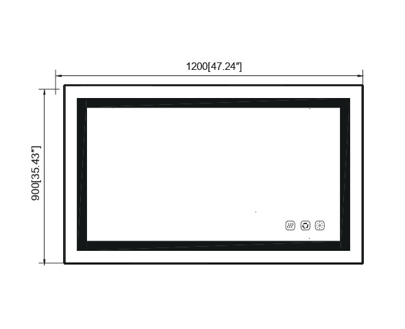 LED Smart Digital Touch Wall Mirror 35W 1250Lm drawing