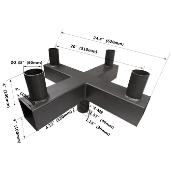 Quad Bullhorn Low Profile 90 degree drawing