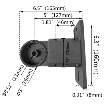 LED Flood Light Universal Mounting Arm for FUW drawing