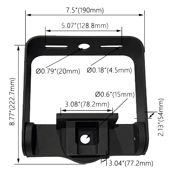 LED Flood Light Mounting Yoke for FUW drawing