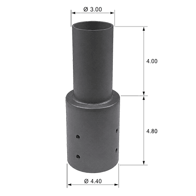 Light Pole Tenon Reducer for 4" Round Pole to 3" Black drawing