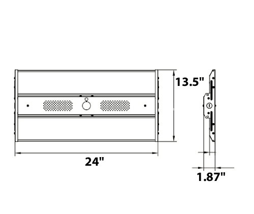 Linear High Bay 2ft 220W Sensor Receptacle Modules Rotate Up 135° 480V drawing