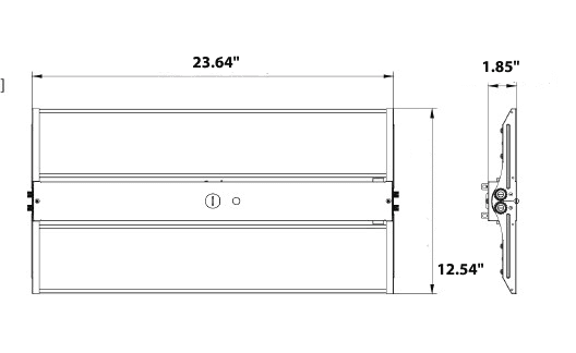 LED High Bay Light 2Ft. 165W/110W/80W 35K 40K 50K OS Ready UL DLC FCC drawing