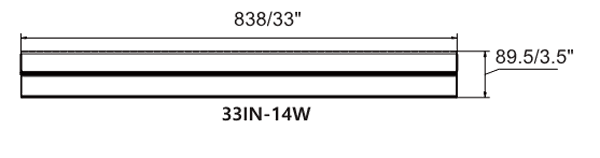 Under-Cabinet LED Light: 33" Cabinet Mountable, CCT 3/4000K, 14W 1060lm drawing