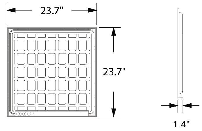 LED Panel Light 2x2 20-40W 5171Lm BackLit 5CCT 30-65K drawing