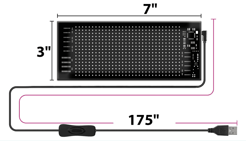 Programmable Led Signs Full Color 7inch x 3inch drawing