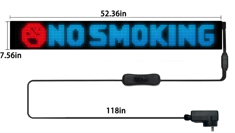 Programmable Led Signs Full Color 52inch x 8inch drawing