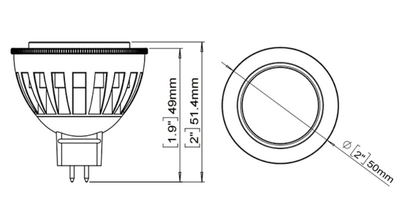 6W MR16 LED Bulb 530Lm Long Life and Water-Resistant drawing