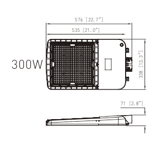LED Street Light fixture 300W 5000K 45000Lm drawing