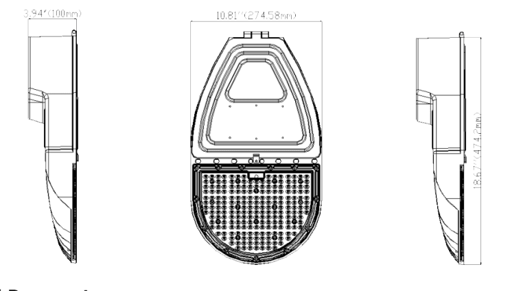Cobra Head Street Light 100W 15016Lm 4000K UL IP65 DLC drawing