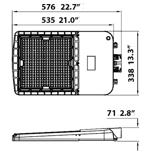 High Voltage 480V LED Sports Court Light - 200/240/300W, 42127 Lm, 5000K drawing