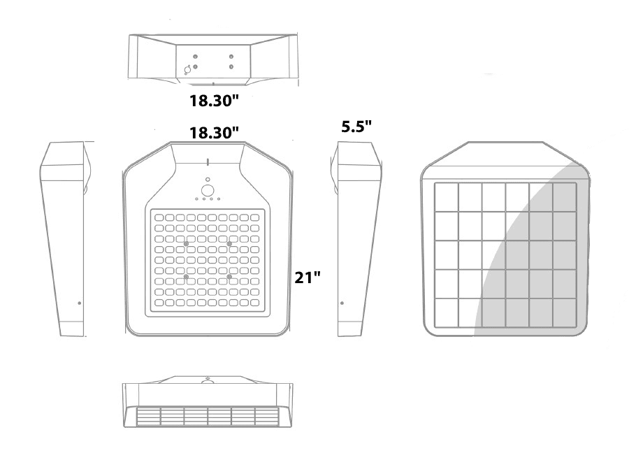 Solar Street Light 30W 5000Lm 2700K-5700K Smart Operation drawing