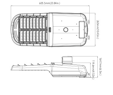 Roadway Light 150W Light Fixture 4000K 20000 Lm drawing