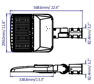 Street Light Black Finish 80 to 150W - CCT 3/4/5000K Up to 22,950Lm drawing