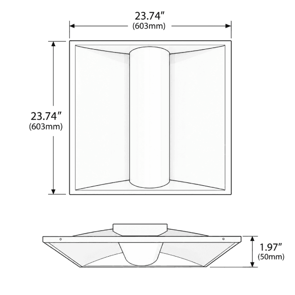 LED Troffer 2x2 20/25/30/35/40W Selectable and 30/35/40/50/65K 5200Lm drawing