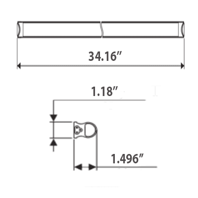 Integrated Industrial LED tube Light 3Ft 20W Clear Lens 3100Lm 6500K drawing