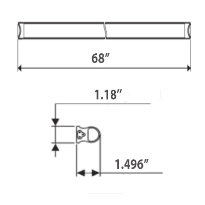 6Ft 48W Integrated LED Tube Light 6500K for Offices, Retail, and Homes drawing