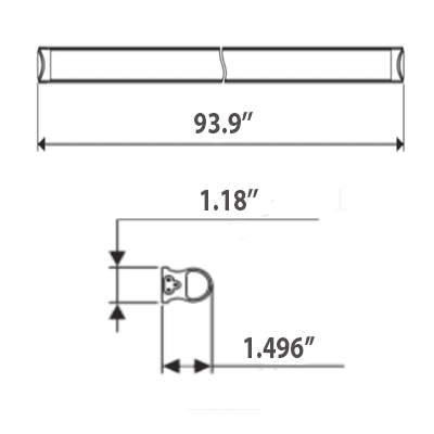 Integrated Industrial LED tube Light 8Ft Clear Lens 6500K 10630Lm 72W drawing