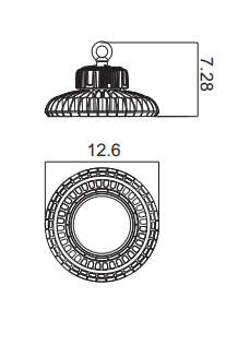 UFO LED Light High Bay 480V 150W 20215 Lumen 5000K UL & DLC drawing