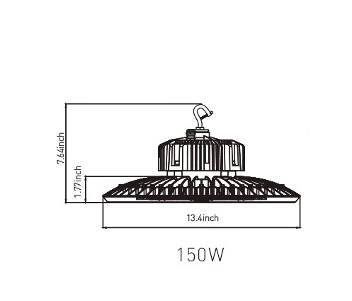 UFO LED Light 150/120/100W White Dimmable 27000Lm 5000K drawing