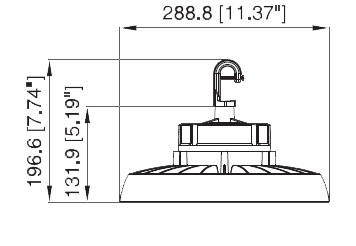 UFO Light LED High Bay 60/100/150W Motion Sensor Ready 7920/13270/20350Lm 4/5000K drawing