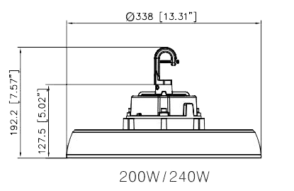 UFO Light 200W Optional Motion Sensor 28000 Lumens 5000K UL & DLC drawing